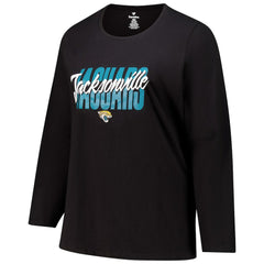 Jacksonville Jaguars Women's Long Sleeve Scoop Neck T-Shirt - Black T-shirts