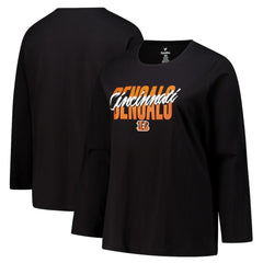 Cincinnati Bengals Women's Long Sleeve Scoop Neck T-Shirt - Black T-shirts