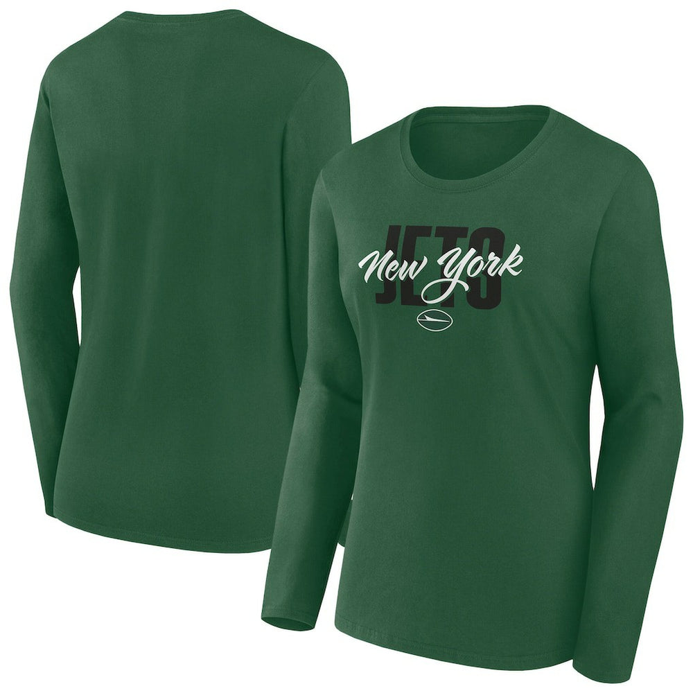 New York Jets Women's Long Sleeve Scoop Neck T-Shirt - Green T-shirts