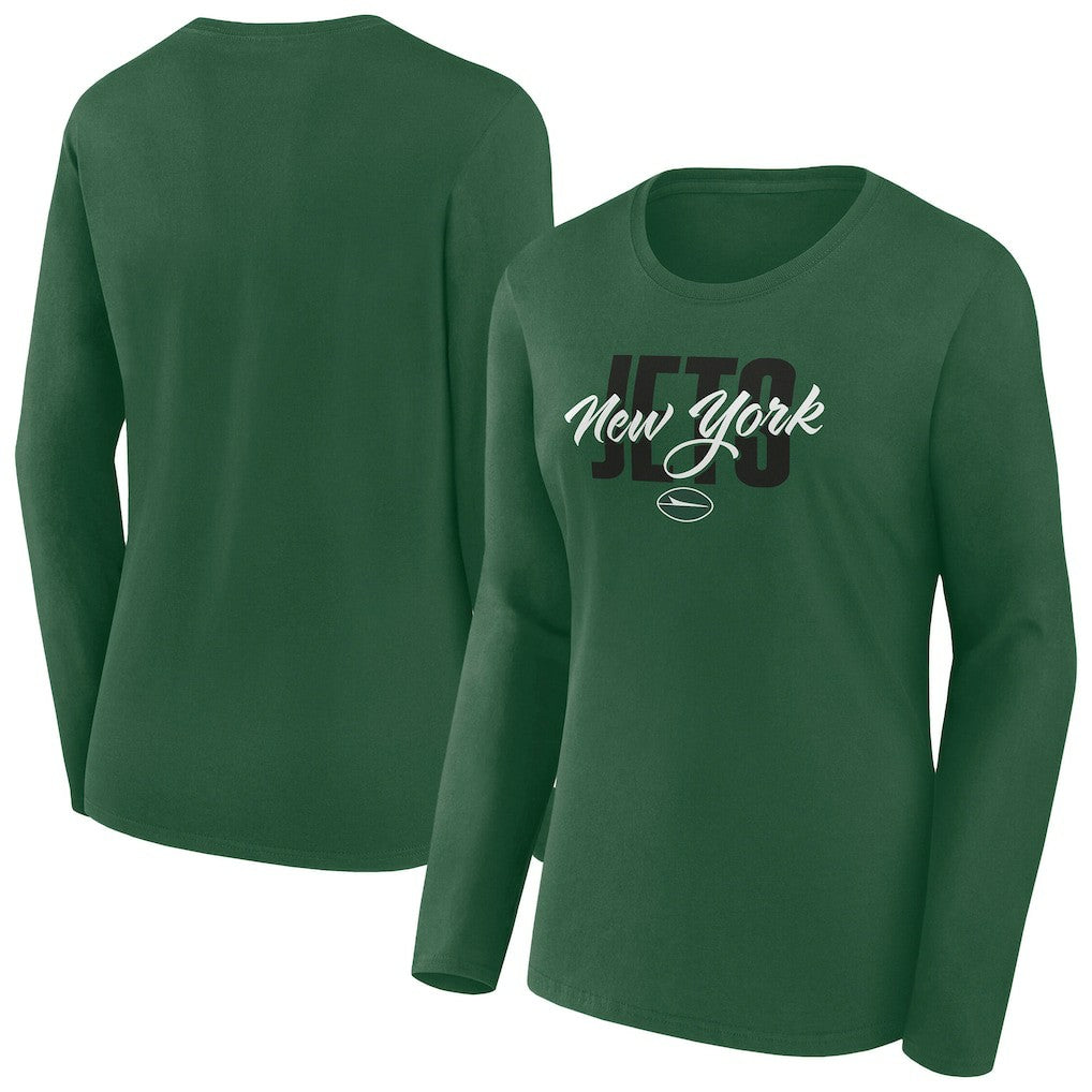 New York Jets Women's Long Sleeve Scoop Neck T-Shirt - Green T-shirts