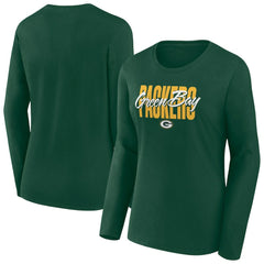 Green Bay Packers Women's Long Sleeve Scoop Neck T-Shirt - Green T-shirts