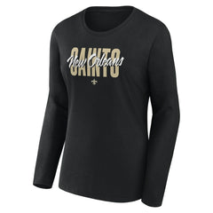 New Orleans Saints Women's Long Sleeve Scoop Neck T-Shirt - Black T-shirts
