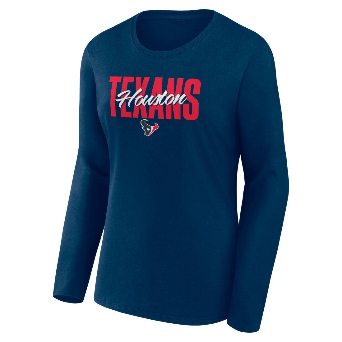 Houston Texans Women's Long Sleeve Scoop Neck T-Shirt - Navy T-shirts