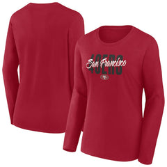 San Francisco 49ers Women's Long Sleeve Scoop Neck T-Shirt - Scarlet T-shirts