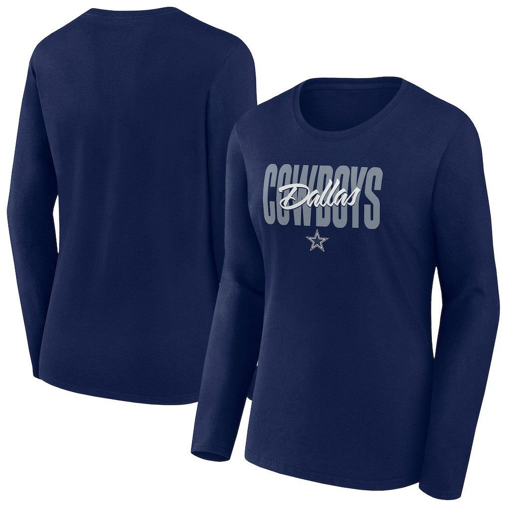 Dallas Cowboys Women's Long Sleeve Scoop Neck T-Shirt - Navy T-shirts