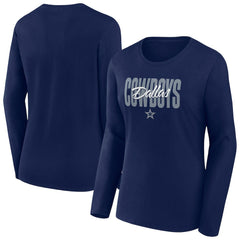 Dallas Cowboys Women's Long Sleeve Scoop Neck T-Shirt - Navy T-shirts