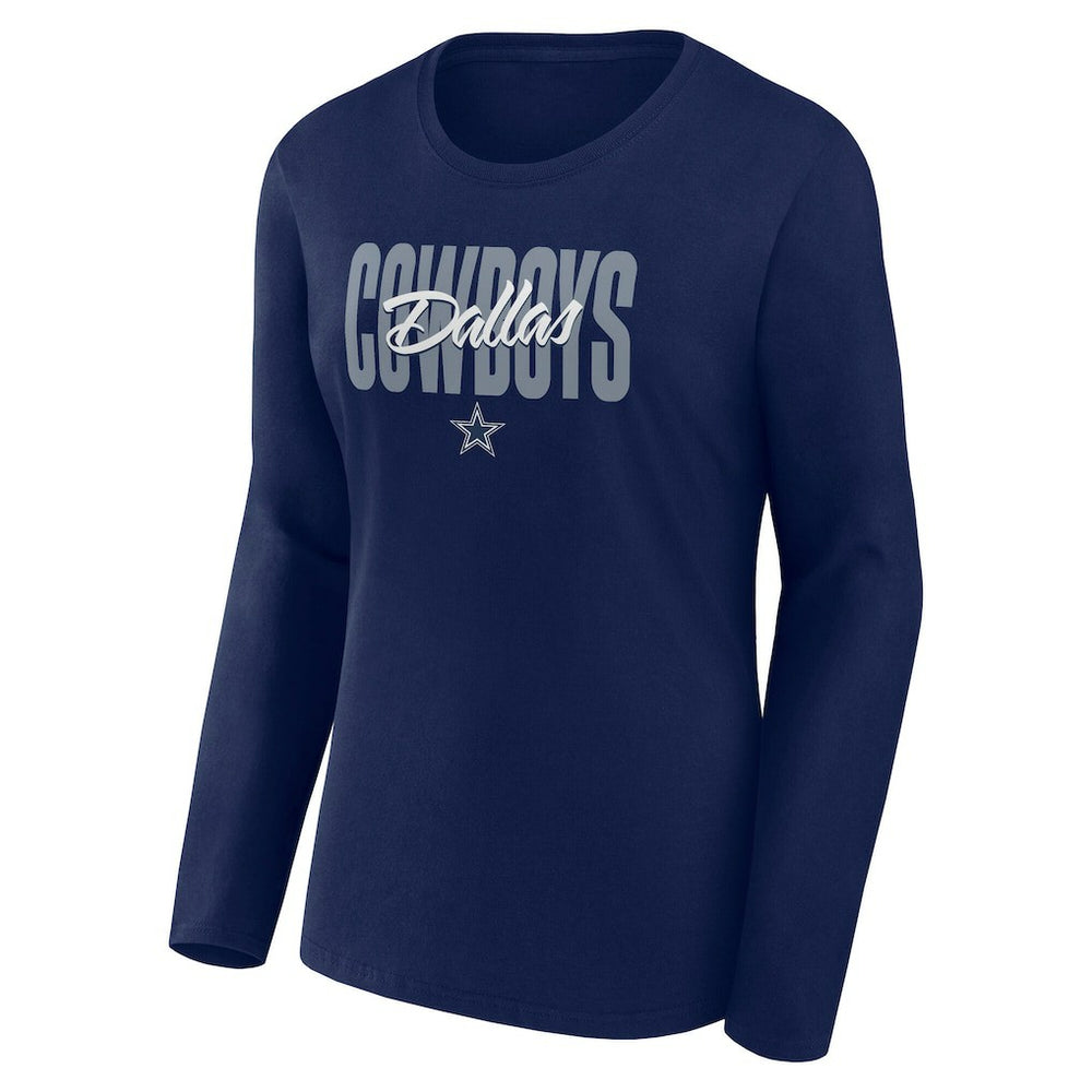 Dallas Cowboys Women's Long Sleeve Scoop Neck T-Shirt - Navy T-shirts