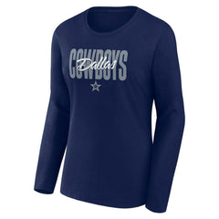 Dallas Cowboys Women's Long Sleeve Scoop Neck T-Shirt - Navy T-shirts