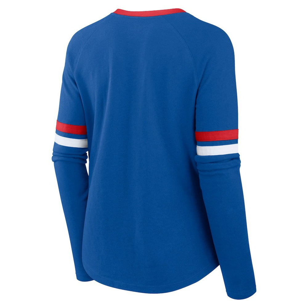 Buffalo Bills Women's Plus Size Won & Done Lace-Up V-Neck Long Sleeve T-Shirt - Royal T-shirts