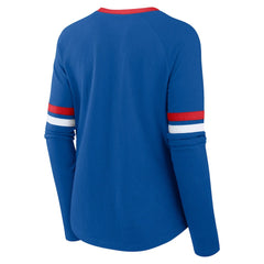 Buffalo Bills Women's Plus Size Won & Done Lace-Up V-Neck Long Sleeve T-Shirt - Royal T-shirts