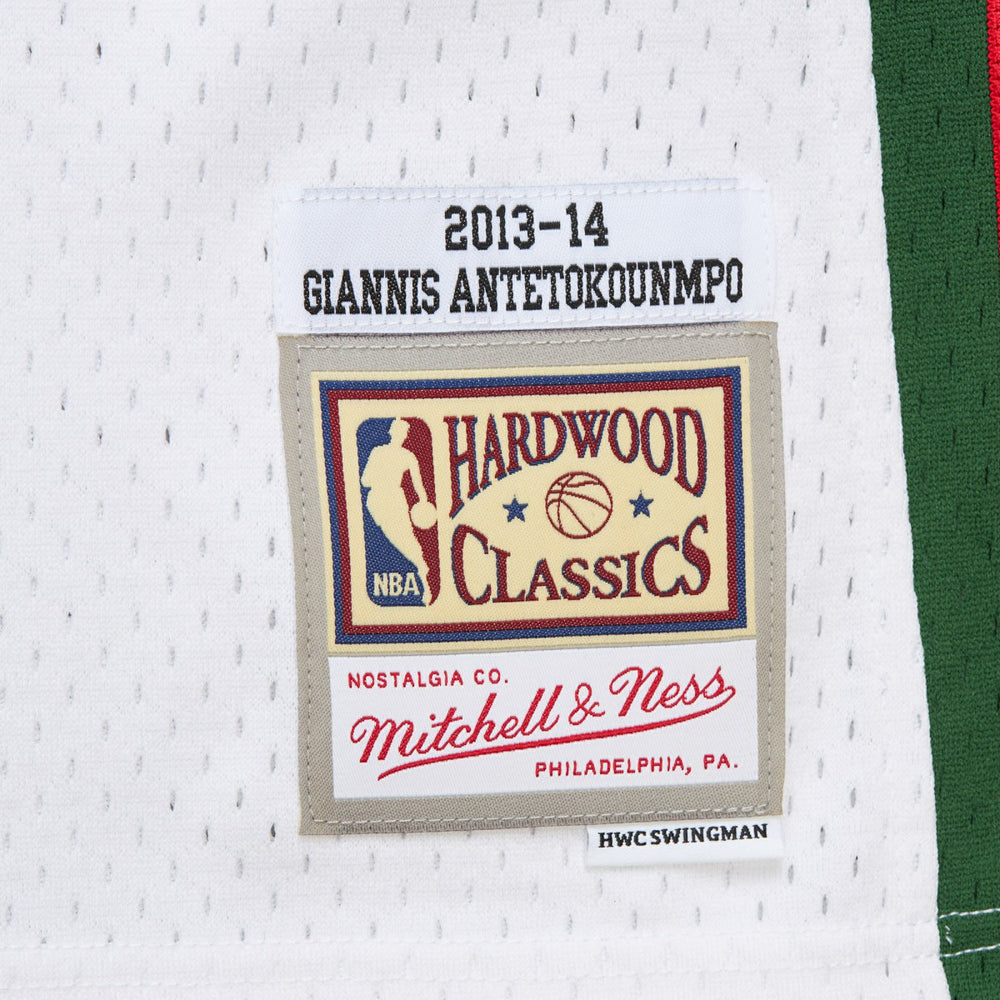 Giannis Antetokounmpo Milwaukee Bucks 2013/14 Hardwood Classics Swingman Jersey White - Mitchell & Ness