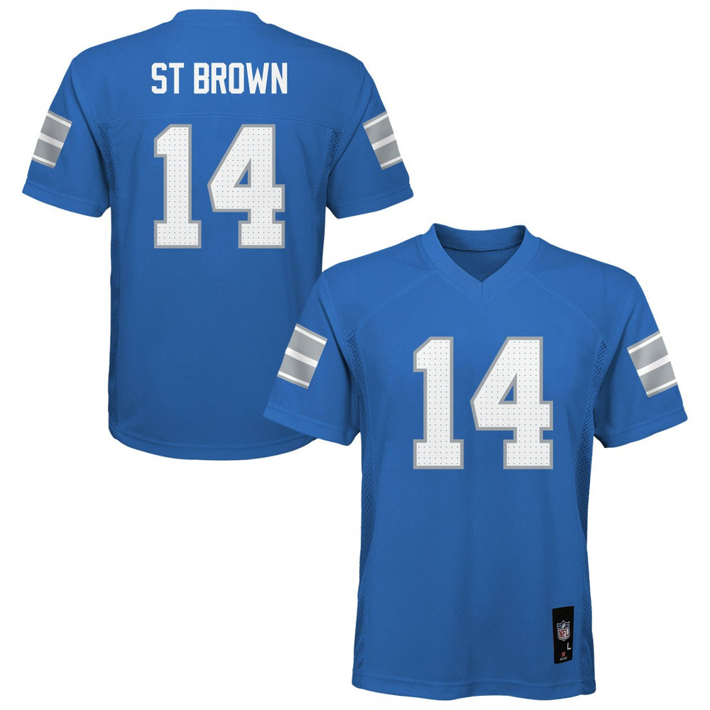 Amon-Ra St. Brown Detroit Lions Youth Replica Player Jersey - Blue Jerseys
