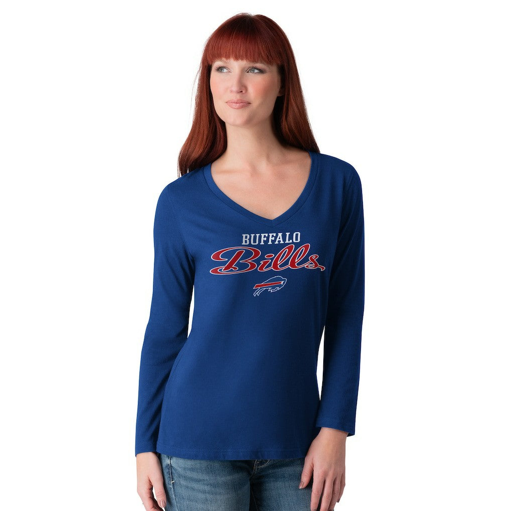 Buffalo Bills G-III 4Her by Carl Banks Women's Post Season Long Sleeve V-Neck T-Shirt - Royal T-shirts