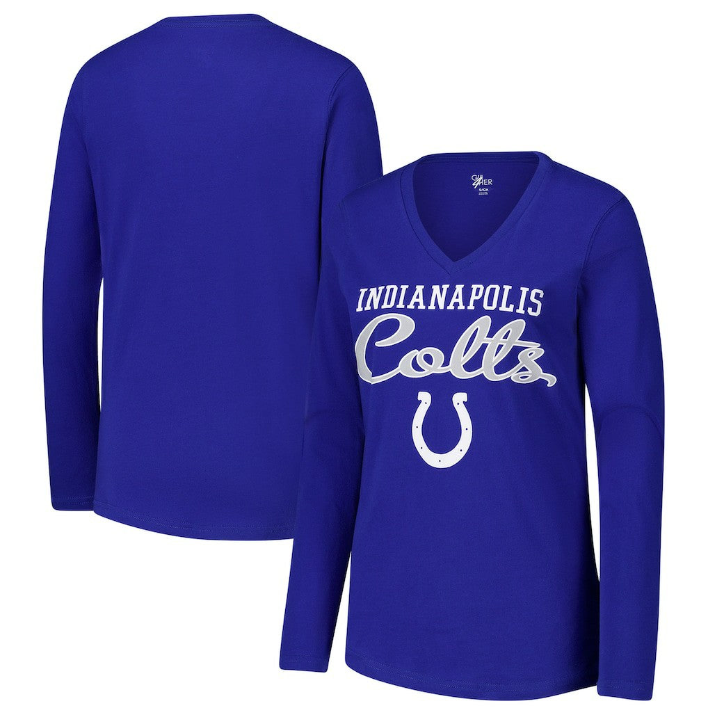 Indianapolis Colts G-III 4Her by Carl Banks Women's Post Season Long Sleeve V-Neck T-Shirt - Royal T-shirts