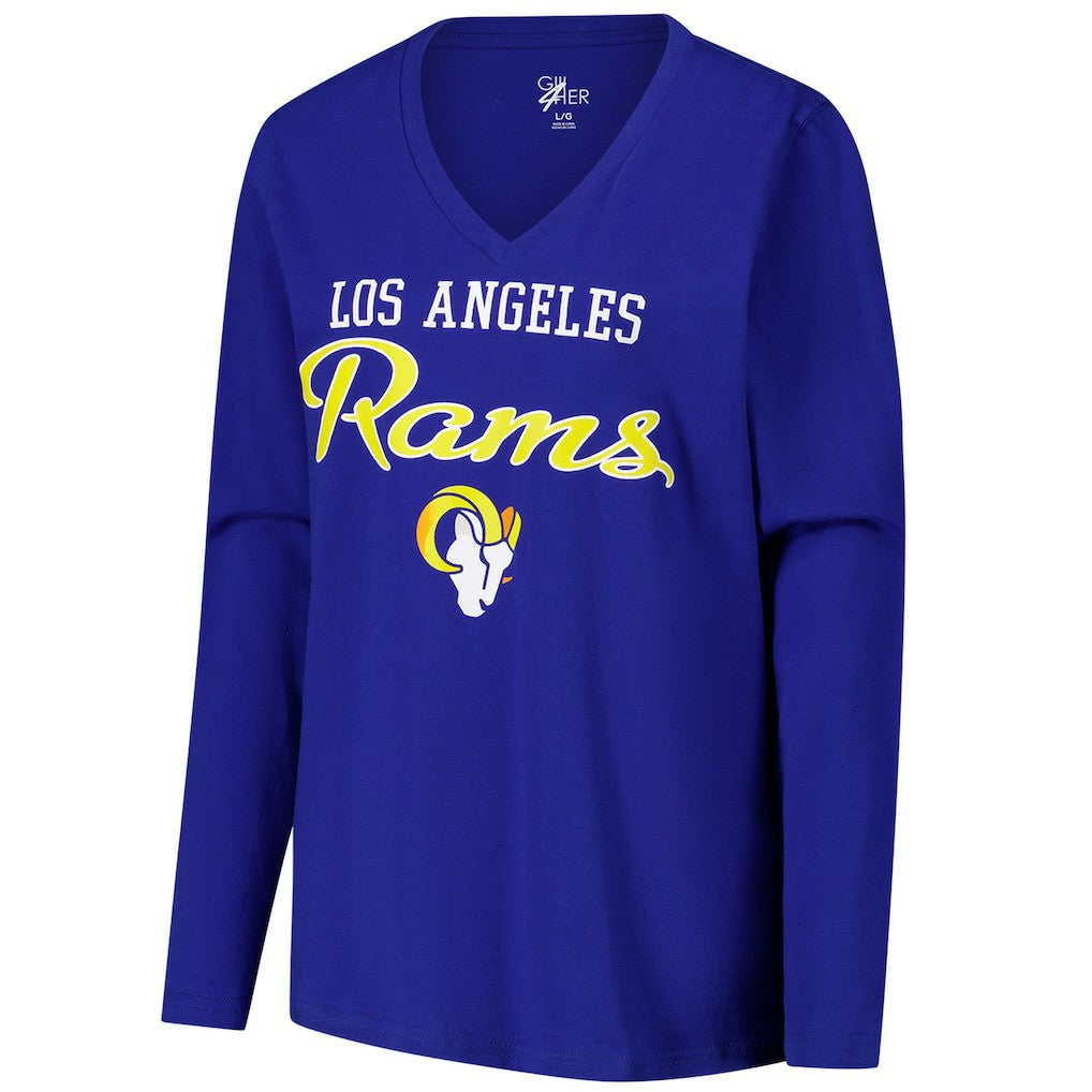 Los Angeles Rams G-III 4Her by Carl Banks Women's Post Season Long Sleeve V-Neck T-Shirt - Royal T-shirts