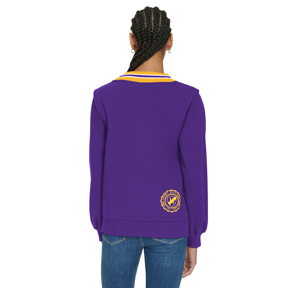 Minnesota Vikings Tommy Hilfiger Women's Alice V-Neck Pullover Sweatshirt - Purple Pullover