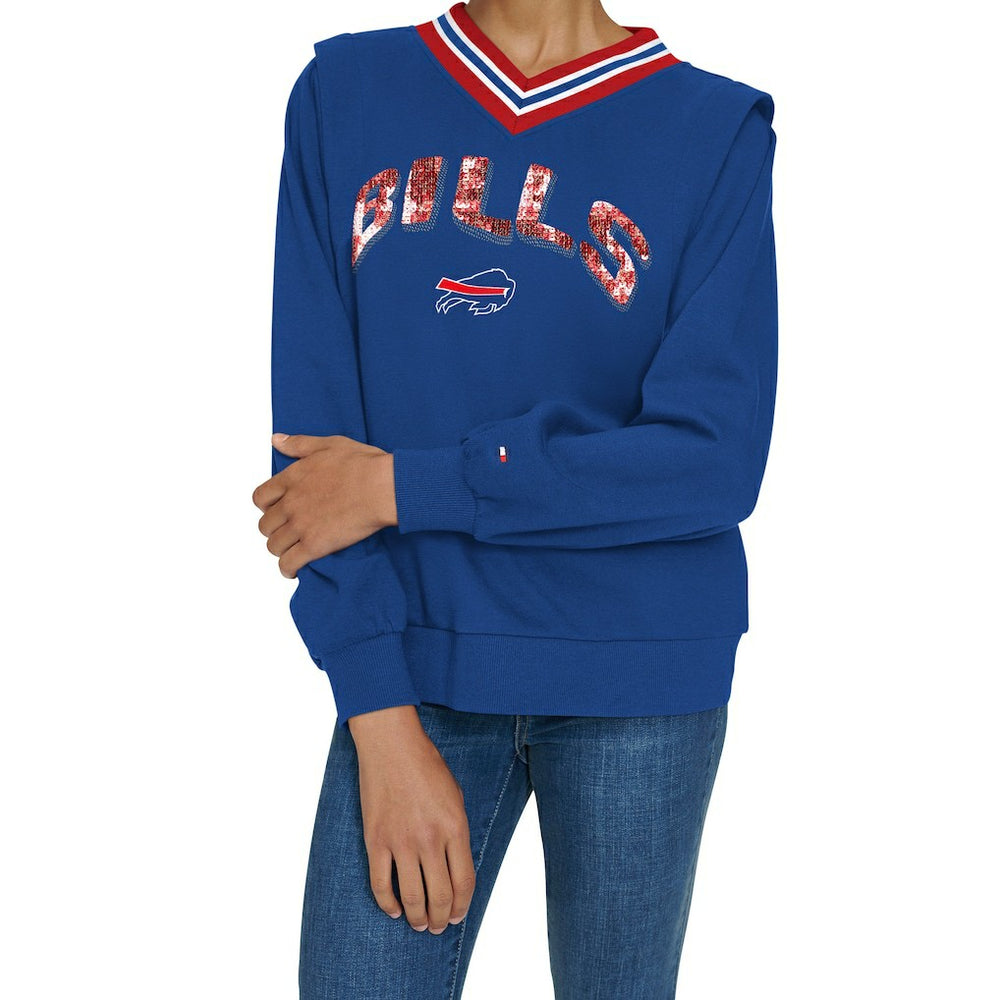 Buffalo Bills Tommy Hilfiger Women's Alice V-Neck Pullover Sweatshirt - Royal Pullover