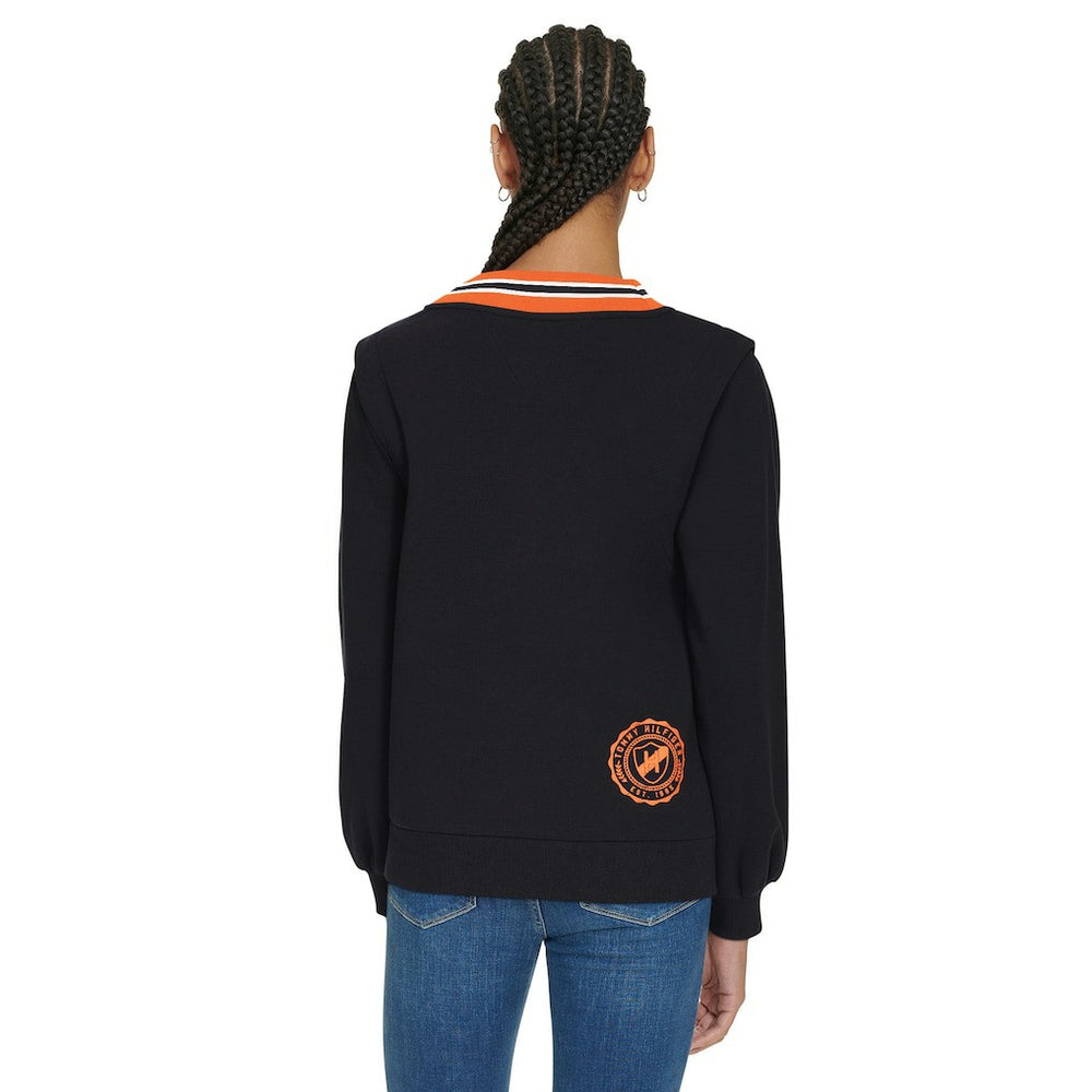 Cincinnati Bengals Tommy Hilfiger Women's Alice V-Neck Pullover Sweatshirt - Black Pullover