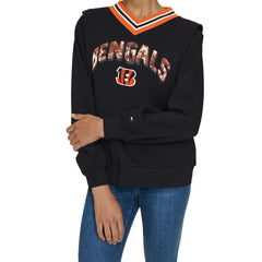 Cincinnati Bengals Tommy Hilfiger Women's Alice V-Neck Pullover Sweatshirt - Black Pullover