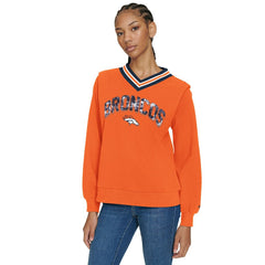 Denver Broncos Tommy Hilfiger Women's Alice V-Neck Pullover Sweatshirt - Orange Pullover