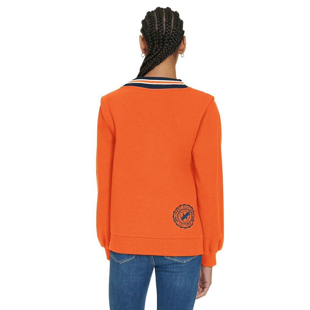 Denver Broncos Tommy Hilfiger Women's Alice V-Neck Pullover Sweatshirt - Orange Pullover