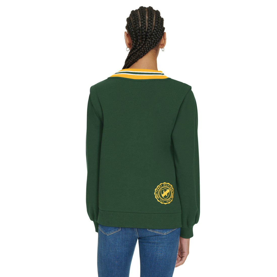 Green Bay Packers Tommy Hilfiger Women's Alice V-Neck Pullover Sweatshirt - Green Pullover