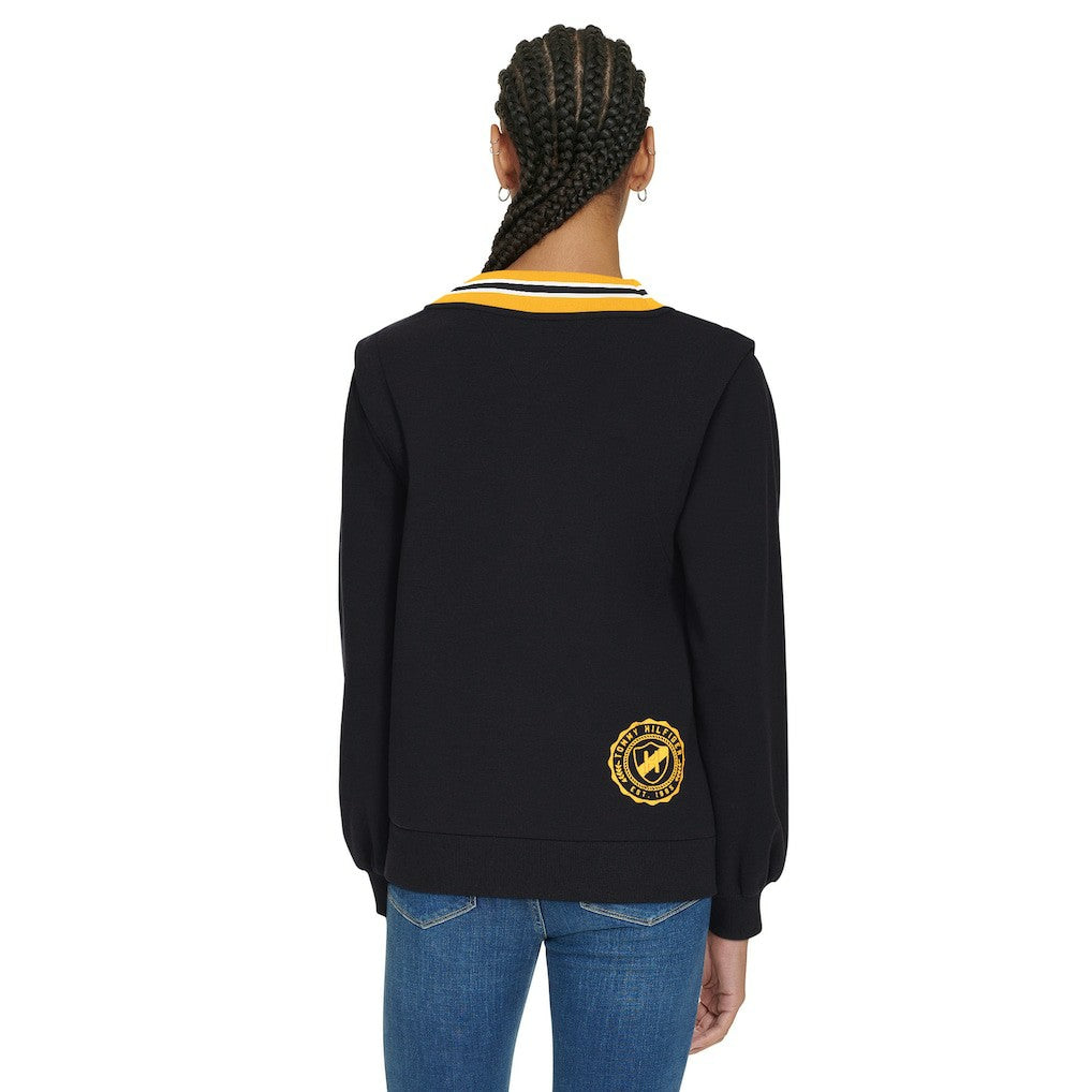 Pittsburgh Steelers Tommy Hilfiger Women's Alice V-Neck Pullover Sweatshirt - Black Pullover