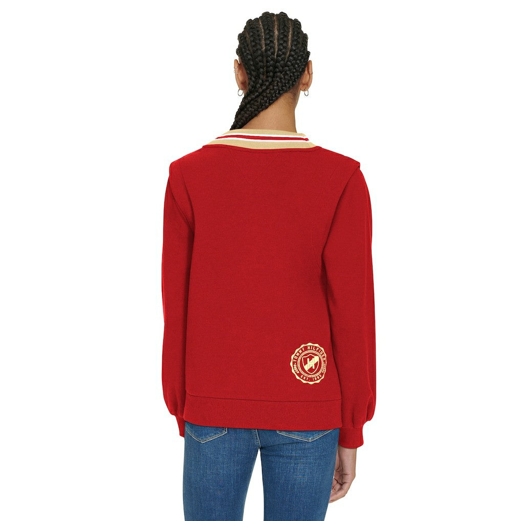 San Francisco 49ers Tommy Hilfiger Women's Alice V-Neck Pullover Sweatshirt - Scarlet Pullover