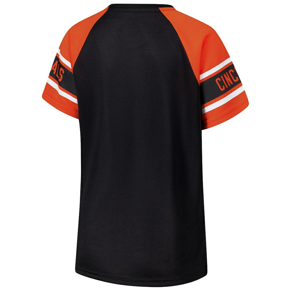 Cincinnati Bengals Starter Women's 1st Rounder Color Block Raglan Top - Black Tops