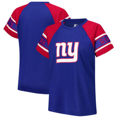 New York Giants Starter Women's 1st Rounder Color Block Raglan Top - Royal Tops