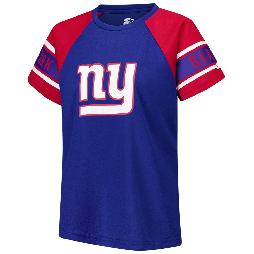 New York Giants Starter Women's 1st Rounder Color Block Raglan Top - Royal Tops