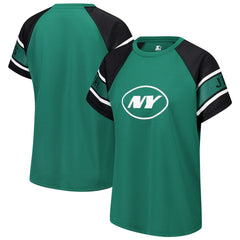 New York Jets Starter Women's 1st Rounder Color Block Raglan Top - Green Tops