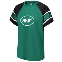 New York Jets Starter Women's 1st Rounder Color Block Raglan Top - Green Tops