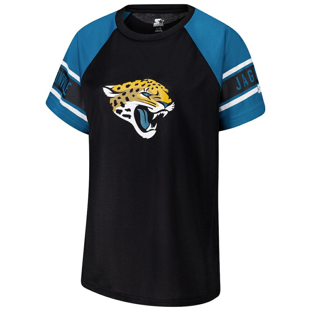 Jacksonville Jaguars Starter Women's 1st Rounder Color Block Raglan Top - Black Tops