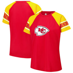 Kansas City Chiefs Starter Women's 1st Rounder Color Block Raglan Top - Red Tops