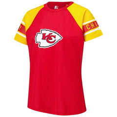 Kansas City Chiefs Starter Women's 1st Rounder Color Block Raglan Top - Red Tops
