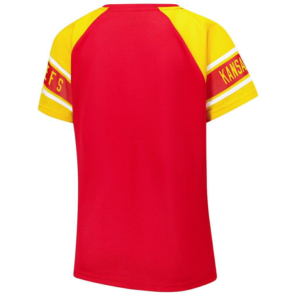 Kansas City Chiefs Starter Women's 1st Rounder Color Block Raglan Top - Red Tops