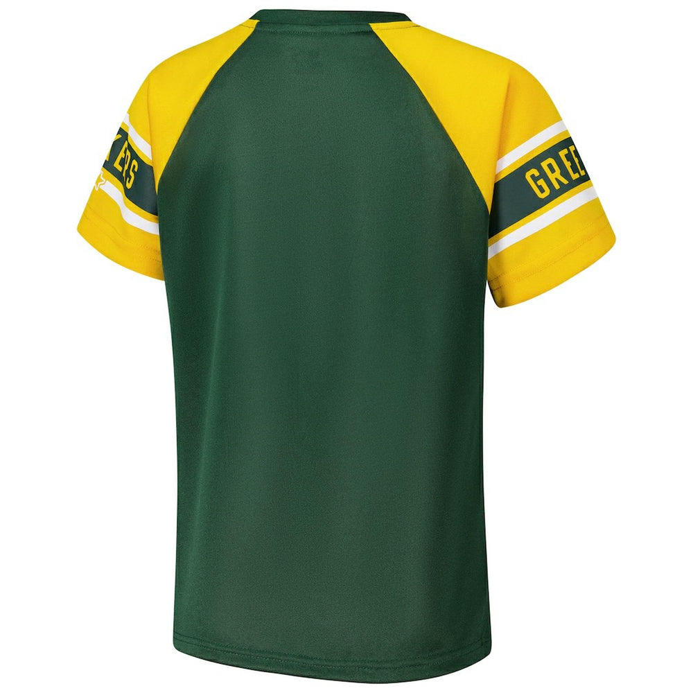 Green Bay Packers Starter Women's 1st Rounder Color Block Raglan Top - Green Tops