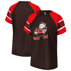 Cleveland Browns Starter Women's 1st Rounder Color Block Raglan Top - Brown Tops