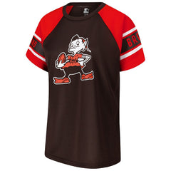 Cleveland Browns Starter Women's 1st Rounder Color Block Raglan Top - Brown Tops