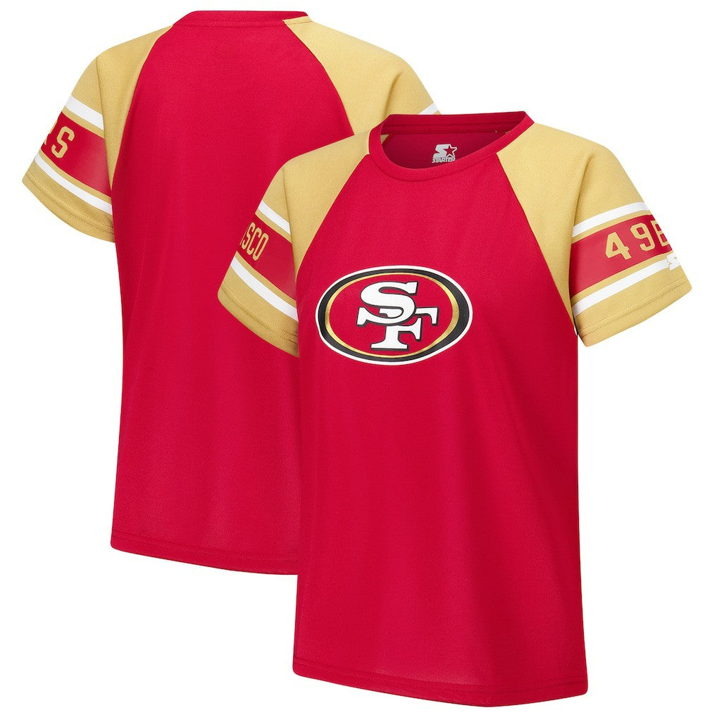San Francisco 49ers Starter Women's 1st Rounder Color Block Raglan Top - Red Tops