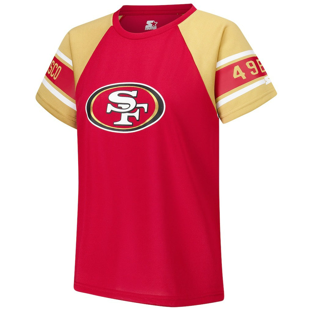 San Francisco 49ers Starter Women's 1st Rounder Color Block Raglan Top - Red Tops