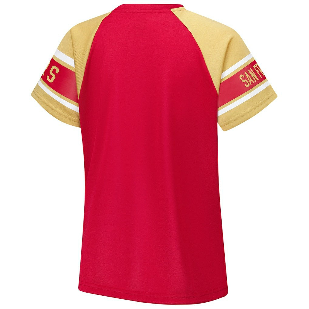 San Francisco 49ers Starter Women's 1st Rounder Color Block Raglan Top - Red Tops