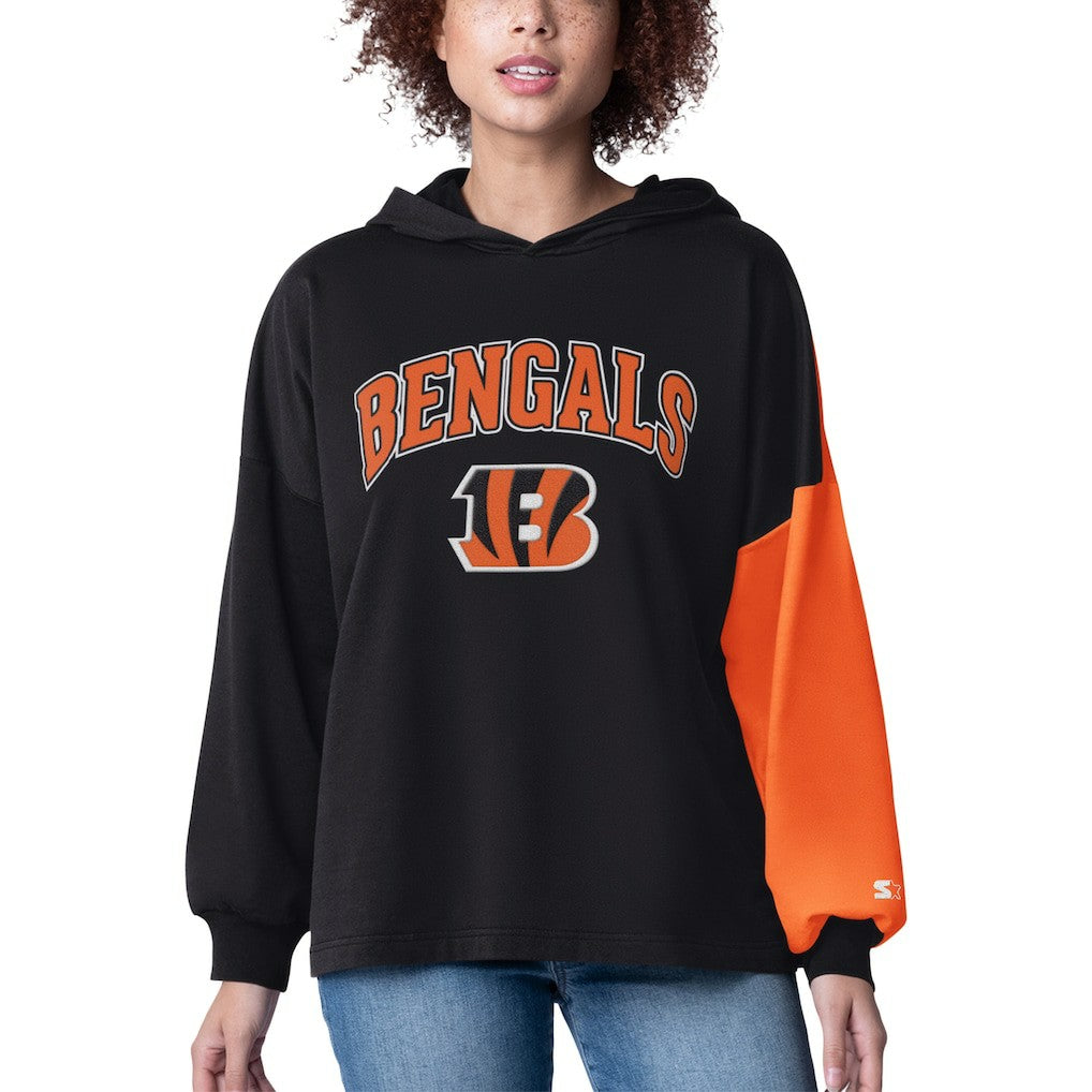 Cincinnati Bengals Starter Women's Power Move Long Sleeve Pullover Hoodie - Black Hoodies