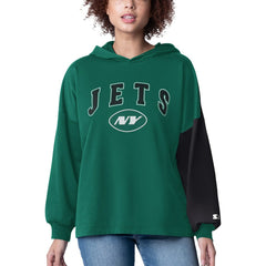 New York Jets Starter Women's Power Move Long Sleeve Pullover Hoodie - Green Hoodies