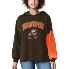 Cleveland Browns Starter Women's Power Move Long Sleeve Pullover Hoodie - Brown Hoodies
