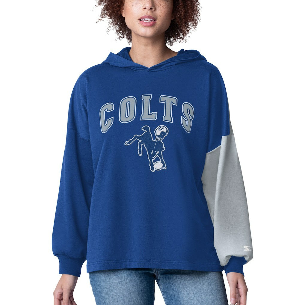 Indianapolis Colts Starter Women's Power Move Long Sleeve Pullover Hoodie - Royal Hoodies