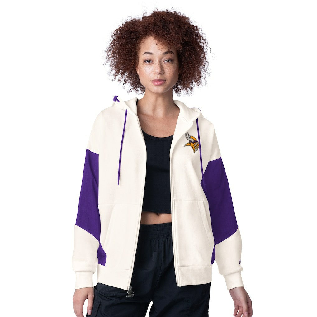 Minnesota Vikings Starter Women's Scrimmage Full-Zip Hoodie - White Hoodies
