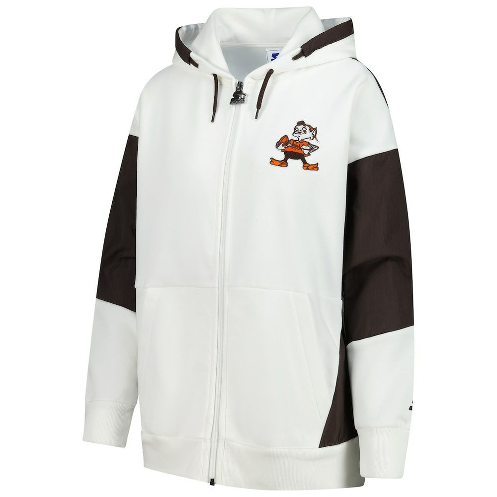 Cleveland Browns Starter Women's Scrimmage Full-Zip Hoodie - White Hoodies