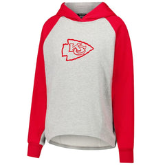 Kansas City Chiefs DKNY Sport Women's Joy Cropped Raglan Pullover Hoodie - Gray/Red - Gray/Red Hoodies